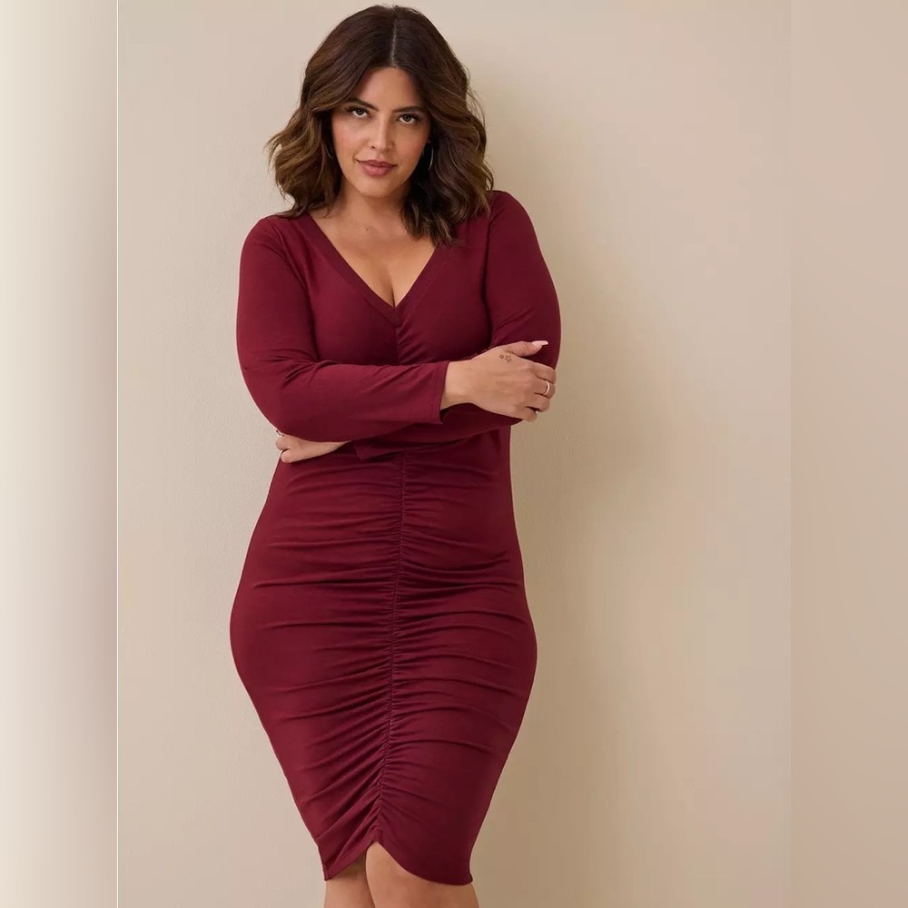 Torrid Zinfandel Burgundy Jersey Bodycon Dress Holiday Party Plus Size 4X NWT